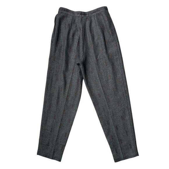 80s vintage highwaisted wool trousers pleated pants high rise relaxed tapered. - Picture 3 of 7